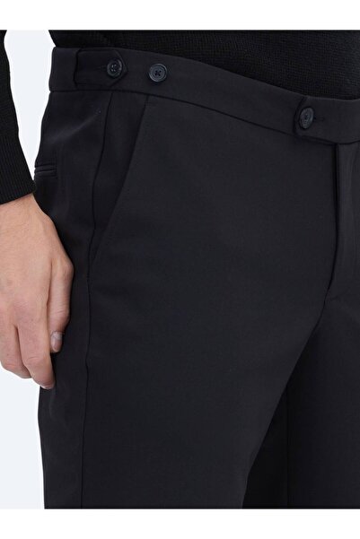 Kip Black Woven Regular Fit Smart Casual Cotton Blended Trousers