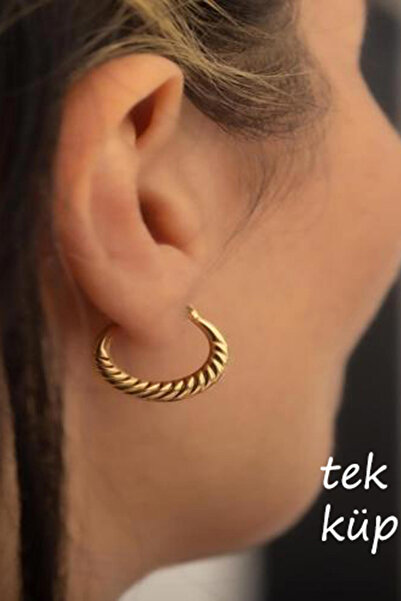 Bayar Gold 14 Ayar Altın Orta Boy Midye Halkalı Tekli Küpe