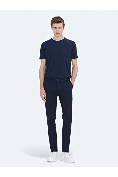 Kip Παντελόνι από βαμβακερό μείγμα καθημερινής εφαρμογής με υφή Navy Blue