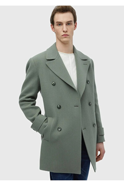Ramsey Açık Yeşil Regular Fit Kruvaze Yaka Casual Dokuma Palto