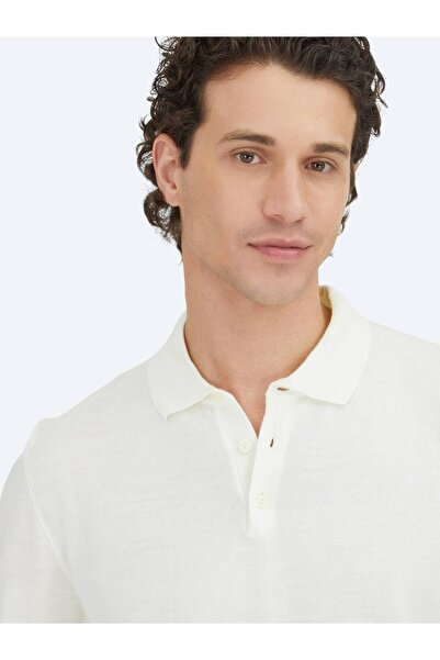 Kip Πλεκτό πουλόβερ με λαιμόκοψη πόλο εκρού