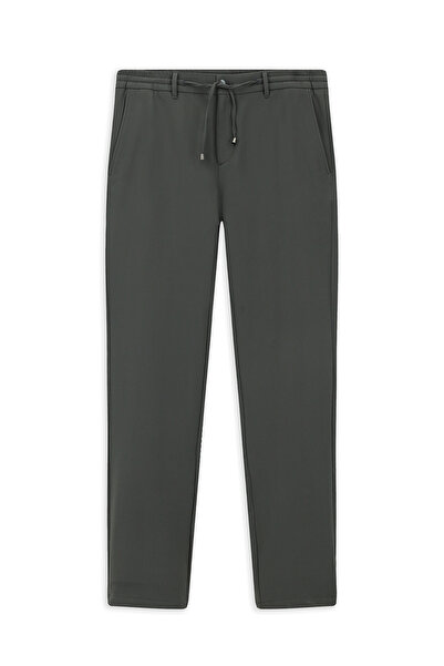 Kiğılı Slim Fit Elastic Waist Lace-Up Lycra Chino/Canvas Trousers