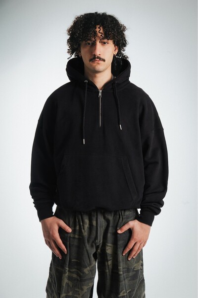 No Future Street Style Half Zip Oversize Men's Hoodie Nf0336Sy