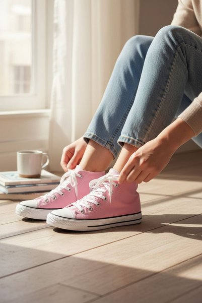 Lideral Pink Women's Children's Sports Shoes Convers Model High Top Sneakers