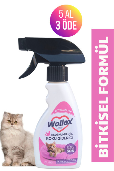 WOLLEX Kedi Kumu Ve Tuvaleti Koku Giderici, Doğal idrar Ve Çişi Spreyi, Kokusuz Tuvalet Için