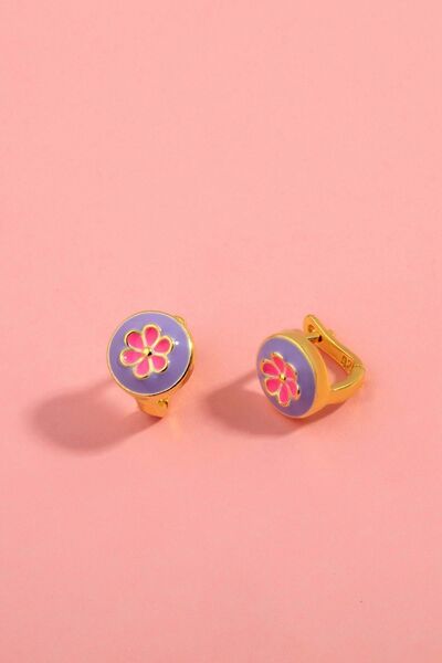 Else Silver 925 Ayar Gümüş Mineli Manolya Çiçeği Çocuk Küpesi