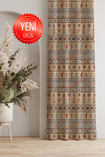 GECE HOME Soho Fabric Digital Printed Ethnic Motif Patterned Background Curtain – 140X270 cm – Single Panel