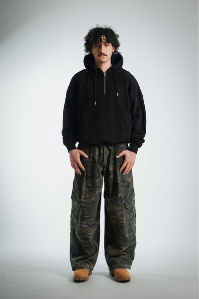 No Future Street Style Half Zip Oversize Men's Hoodie Nf0336Sy