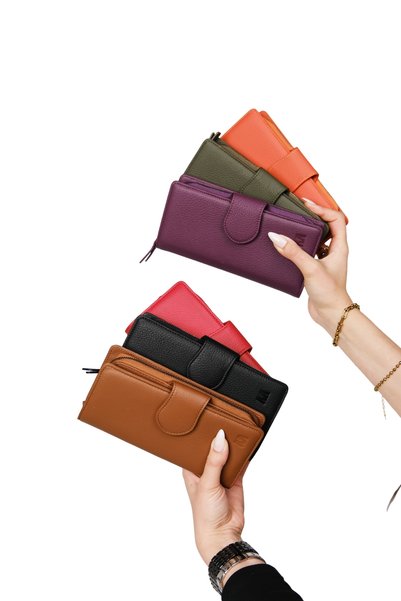 MFT Leather Design Genuine Leather Hand Portfolio Wallet |   Mimosa 6073 - Flother Mat Khaki