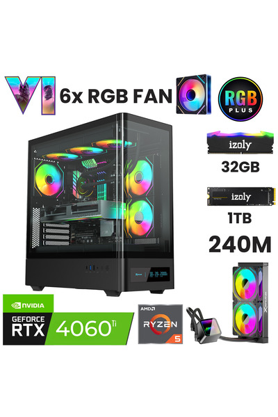 IZOLY NextGen J Ryzen 5 7500F 32GB DDR5  1TB M.2 NVMe RTX 4060Ti 8GB 240mm So...