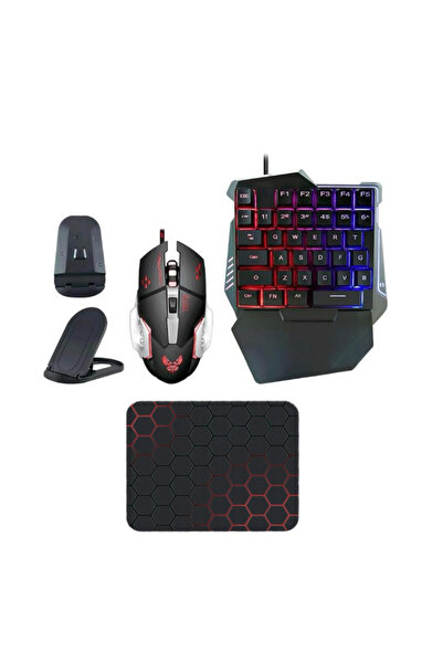 SNEXPRES 5 in 1 Arada Mobil Oyun Paketi Telefon ve Tablet Uyumlu (Klavye, Fare, Pubg ve Dönüştürücü)