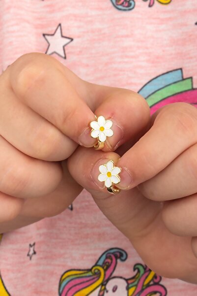 Else Silver 925 Ayar Gümüş Mineli Papatya Çocuk Küpesi