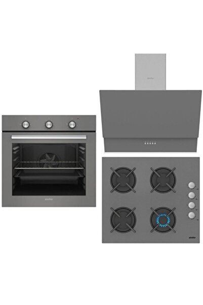 Simfer Dijital Gri 3'Lü Ankastre Set (8224 - 3537 - 8715)