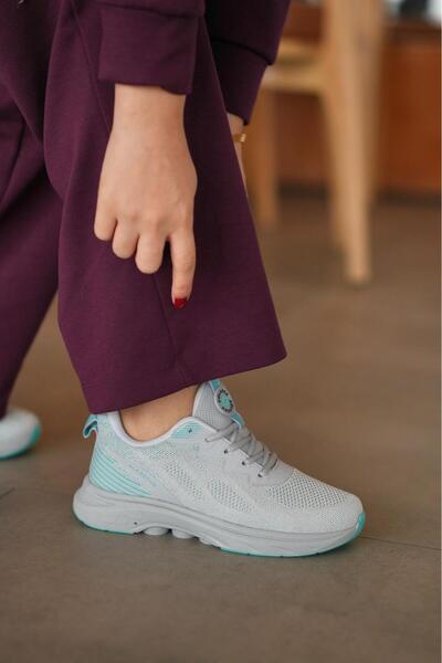 SOLAZER Kadın Gri Yeşil Sneaker Günlük Rahat Spor Ayakkabı 043