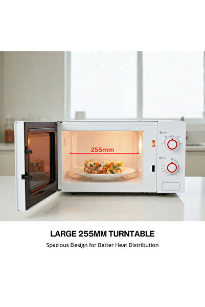 DOMEA Microwave Oven, 20L, 700W, 5 Power Levels (Defrost/Reheating), 35-Min Timer, Glass Turntable f