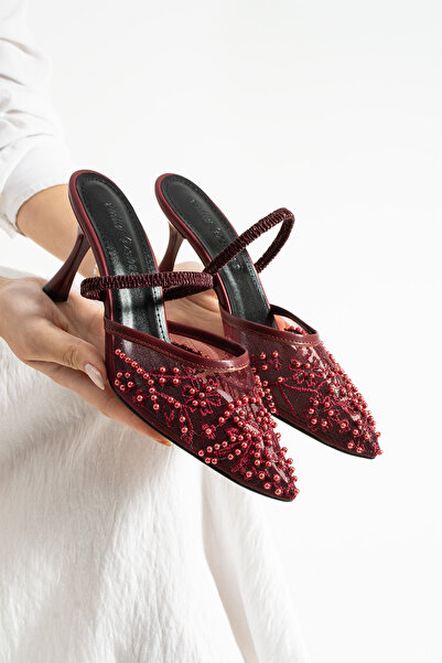 tulin women Lilla Women's Bridal Shoes with Mesh Embroidery and Bead Print Detail Women's Heels (7cm)