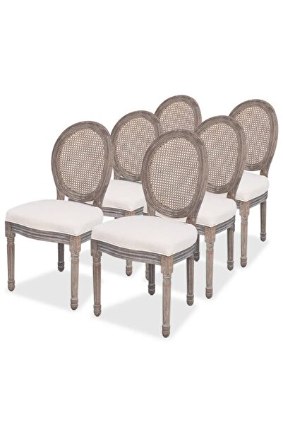 vidaxl Dining Chairs 6 pcs Cream Fabric
