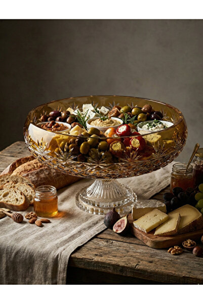 AKDEN STORE وعاء زجاجي مزين بالكريستال مقاس 26 سم