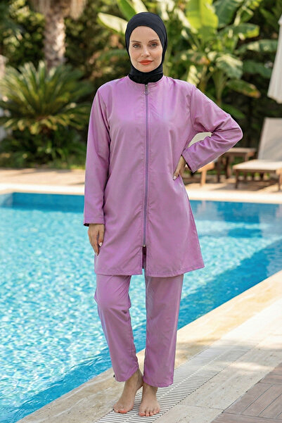 LEOMA Πλήρως καλυμμένο, αδιάβροχο, γρήγορο στέγνωμα, ρυθμιζόμενο στο πλάι, υφασμάτινο μαγιό με φερμουάρ