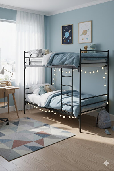 ARGİMO Linda Yurt Apart Otel Şantiye Metal Ranza 90x190 Siyah