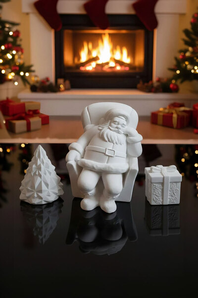 MaricoHome Hediyelik Noel Baba Çam Ağacı Hediye Paketi SET Taş Biblo Obje Yeni Yıl Yılbaşı süsü Chirstmas Dekor