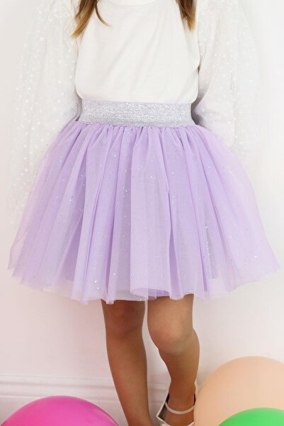 Breeze Lilac Colored Girl's Tutu Waist Case Elastic Skirt, Age Range 5-10