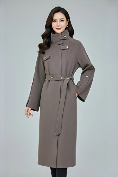 LA PANTE Γυναικείο παλτό Μακρύ γυναικείο παλτό Γυναικείο παλτό με χιτζάμπ Παλτό κασετίνα Παλτό βιζόν Χειμερινό παλτό με κουμπιά με ζώνη μπροστά