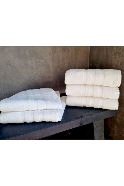 eumenia Σετ πετσετών μπάνιου 6 τεμαχίων από 100% βαμβάκι Pure White, πετσέτες χεριών & προσώπου για μπάνιο 50X90 cm