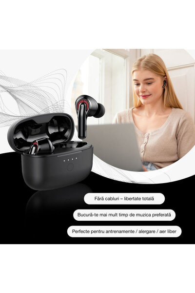 Tribit FlyBuds C1 Wireless In-Ear Headphones, True Wireless, Bluetooth 5.2, Powerful Bass, Black