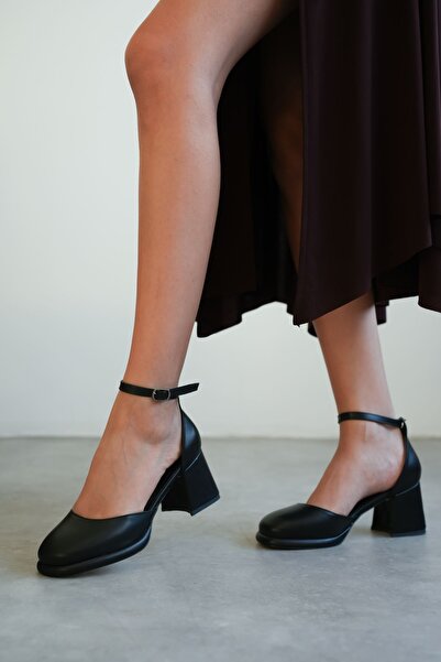 MODAADAM Pantofi cu toc Penida Platform pentru dama - piele neagra