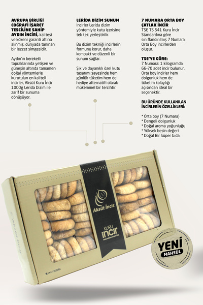 mehmet aksüt aksüt group Kuru İncir Lerida Dizim 1000g Aydın İnciri (AB Coğrafi İşaretli)