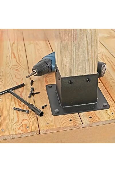 AydınMetal Pergola Ayağı Ahşap Direk Alt Bağlantı Ayağı Çardak & Kamelya Ayakları - 10x10cm (kalınlık 2mm)