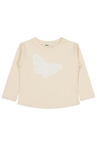 Civil Girls Hanorac cu imprimeu fluturi pentru copii de 2-5 ani - Ivory pentr...