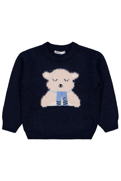 Civil Boys Teddy Bear Embroidered Sweater for Ages 2-5 - Navy Blue 4-5 Years