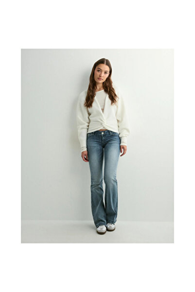 GaiaGirlz Y2k Bootcut Τζιν παντελόνι με εξαιρετικά χαμηλή μέση, πλενόμενο, με μοντέρνο σχέδιο και χαμηλή μέση