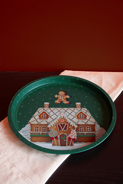 Sarkap Home Yılbaşı Desenli Dekoratif Metal Tepsi - Bread House