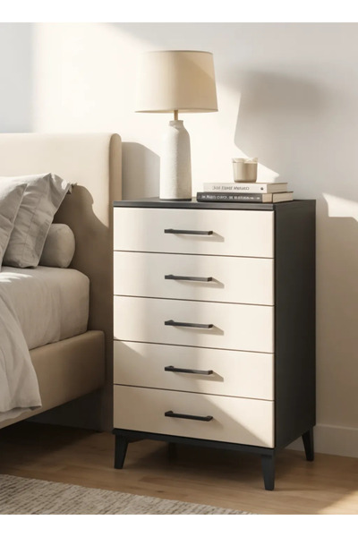 Dienni Hyperion Komodin 5 Çekmeceli 60x44x96 Antrasit-Aytaşı