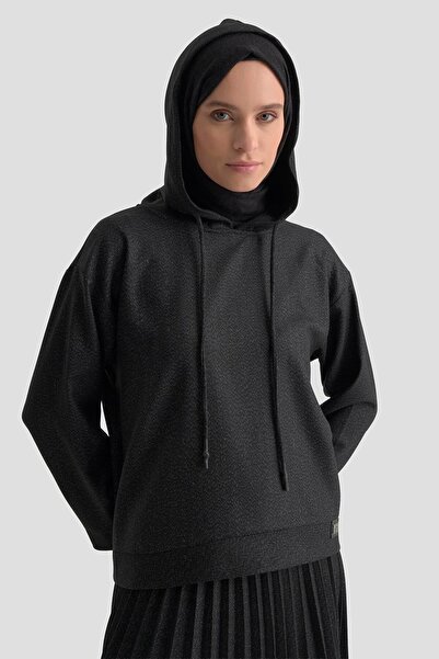 Armine TREND New Season Hooded Patterned Sweatshirt and Pleated Skirt with Elastic Waist Top and Bottom Set