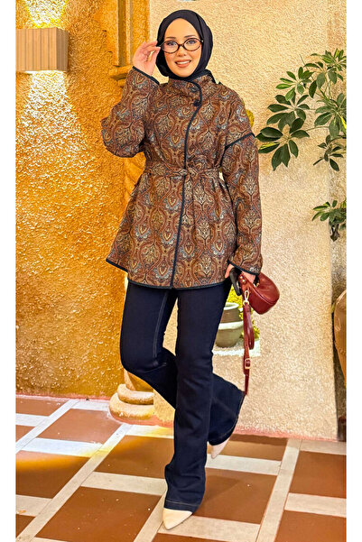 EBRUTESETTÜR حواف أسطوانية سترة مبطنة بنمط عرقي -14