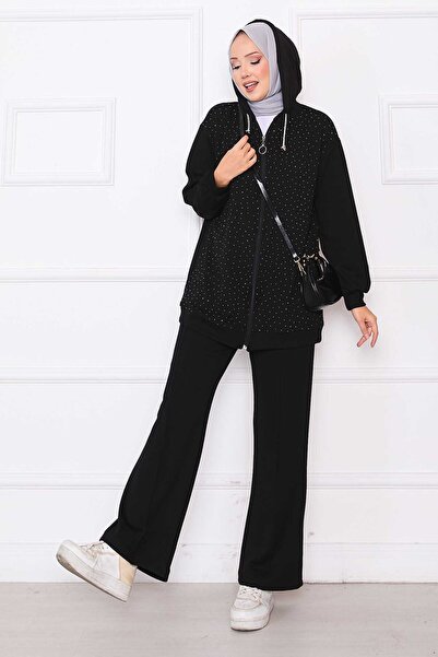 EBRUTESETTÜR Serpme Taşlı Zippered Soft Double Suit