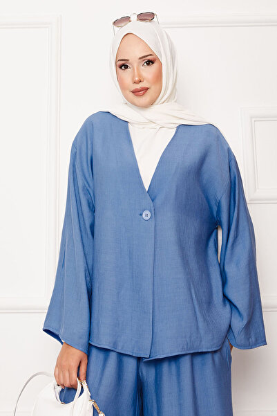 EBRUTESETTÜR Single Button Detailed Casual Double Suit Blue