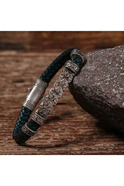 SUMRA سوار مصنوع يدويًا من الجلد الطبيعي والنحاس مع مشبك قفل SPF-P-001