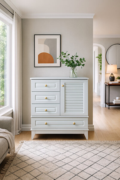 Koza %100 MDF Panjur Beyaz Bebek&Çocuk Şifonyer