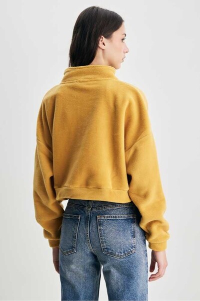 UCLA Γυναικείο φούτερ HAPPY με φερμουάρ και κεντημένο φλις oversized