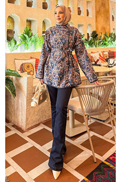 EBRUTESETTÜR حواف أسطوانية سترة مبطنة بنمط عرقي -15