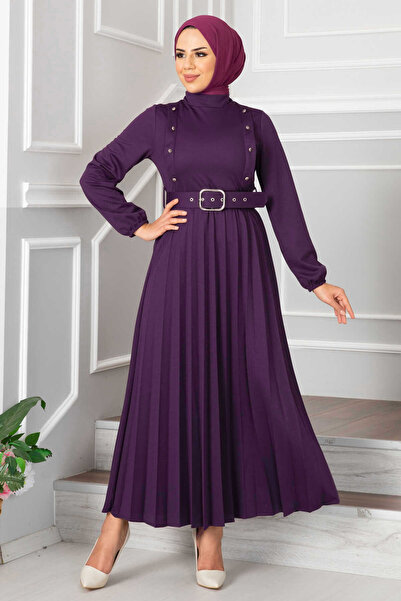 Genel Markalar Aynur Pliseli Tesettür Elbise Erik