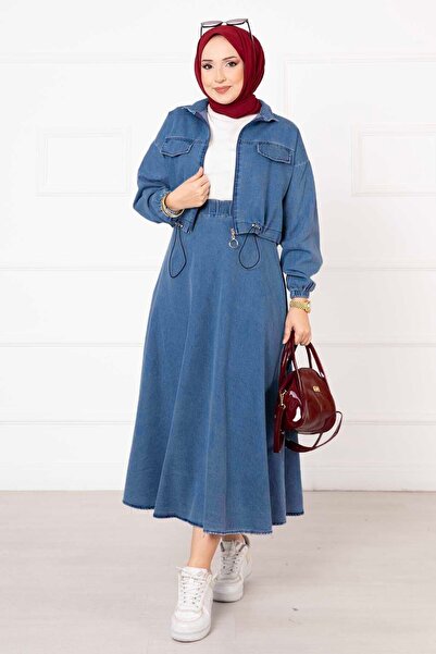 EBRUTESETTÜR Skirted Denim Suit Light Blue