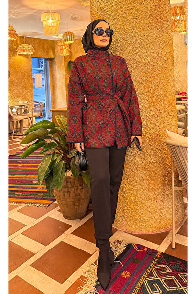 EBRUTESETTÜR حواف أسطوانية سترة مبطنة بنمط عرقي -11