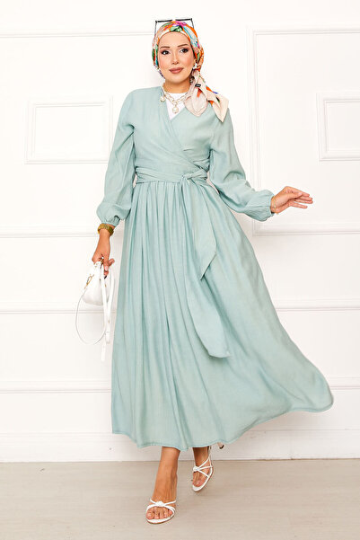 EBRUTESETTÜR طقم بوليرو وتنورة برباط جانبي باللون النعناعي