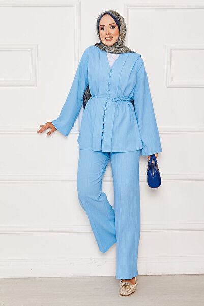 EBRUTESETTÜR Mobile Belted Brit Buttoned Double Suit Blue